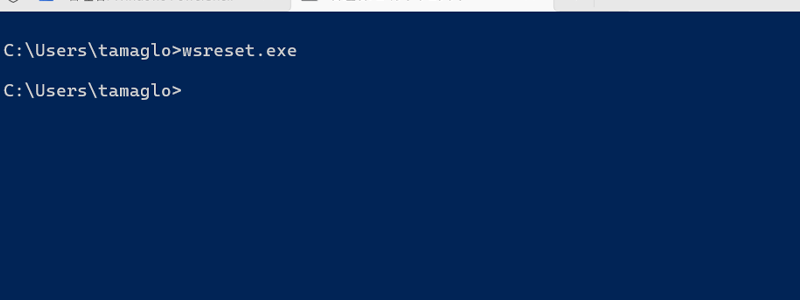 「wsreset.exe」を使ってWindowsストアをクリアする画像