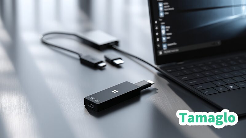 Windows11のデバイスマネージャーにスキャナが表示されず、ユーザーがUSBケーブルと設定を確認している様子