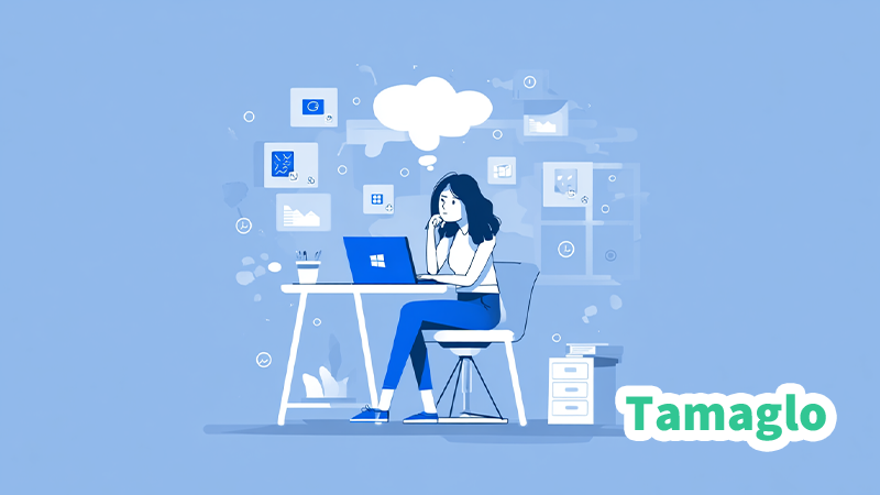 Windows11のパソコンでCPU・メモリ・ストレージなどのスペックを確認し、性能を把握しているイメージ